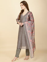 Abstract Print Chanderi Suit Set With Dupatta